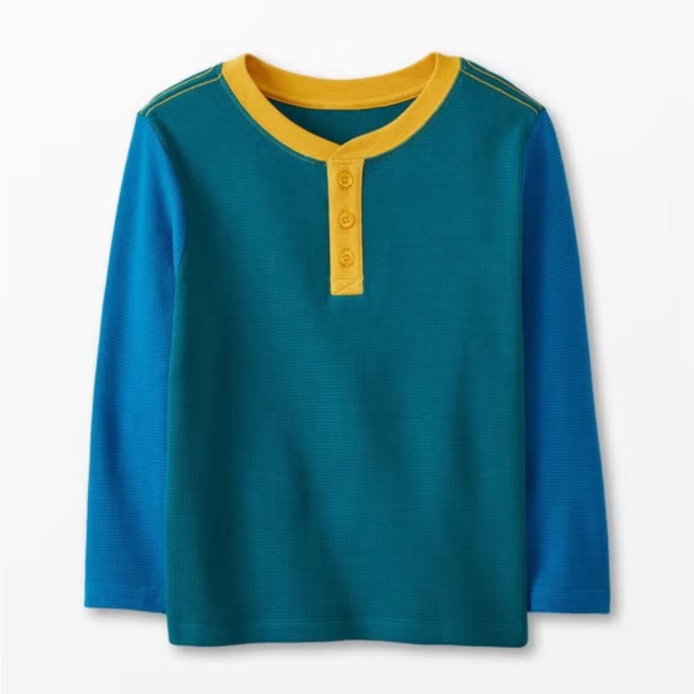 Hanna Andersson Colorblock Thermal Henley Long Sleeve Shirt 130 cm US 8